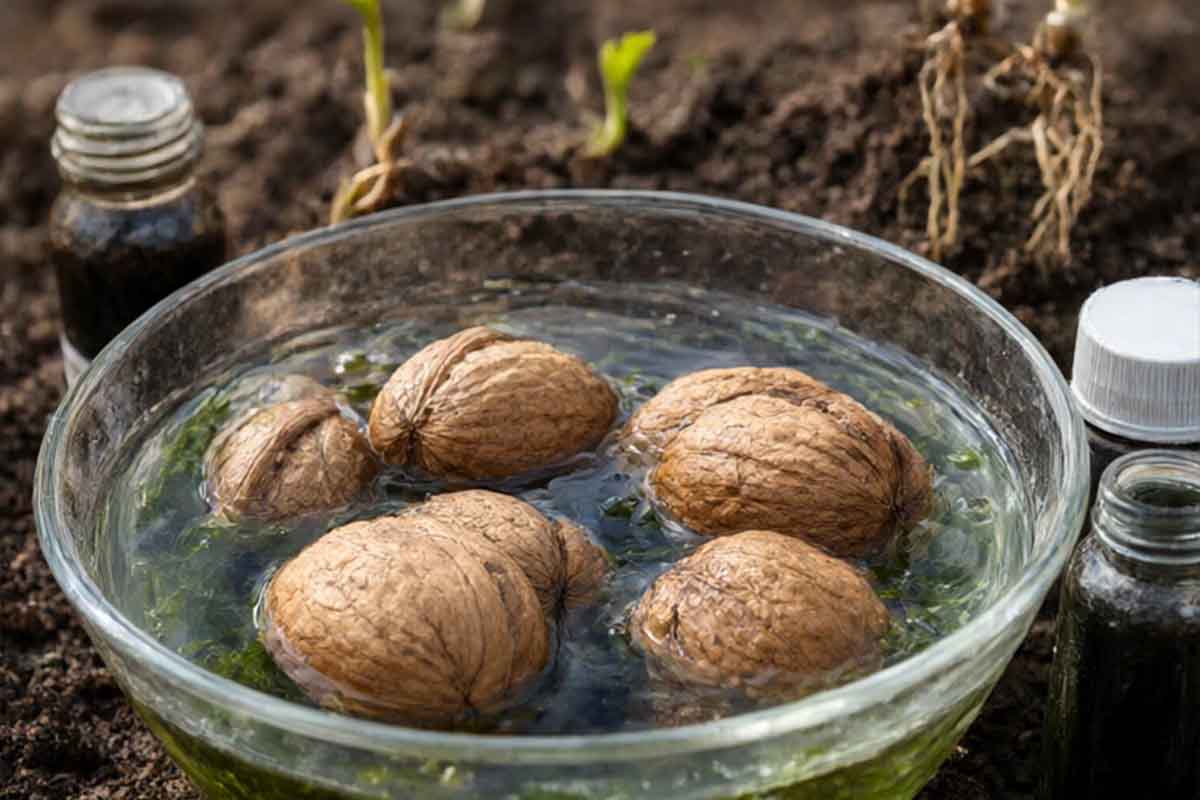 جوانه‌زنی بذر گردو پس از خیساندن + نقش رطوبت و محرک‌های زیستی در رشد اولیه